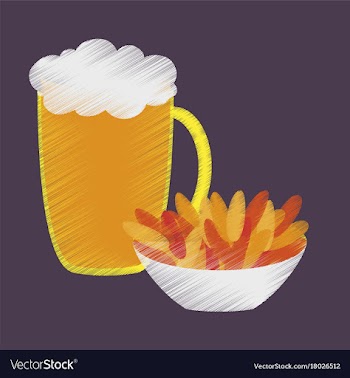 Flat shading style icon beer and nuts vector image