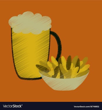 Flat shading style icon beer and nuts vector image