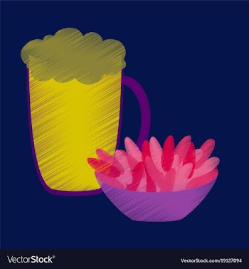 Flat shading style icon beer and nuts vector image