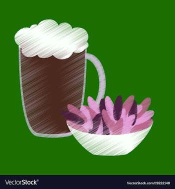 Flat shading style icon beer and nuts vector image