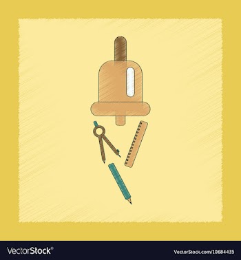 Flat shading style icon bell pencil ruler vector image