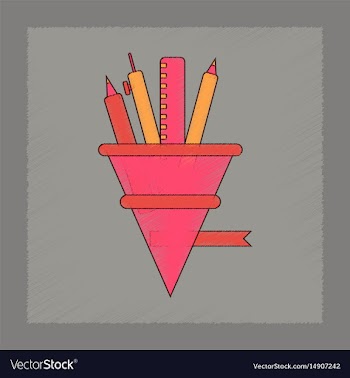 Flat shading style icon bell pencil ruler vector image