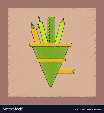 Flat shading style icon bell pencil ruler vector image