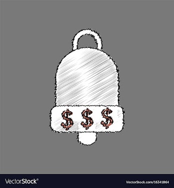 Flat shading style icon bell with dollar symbol vector image