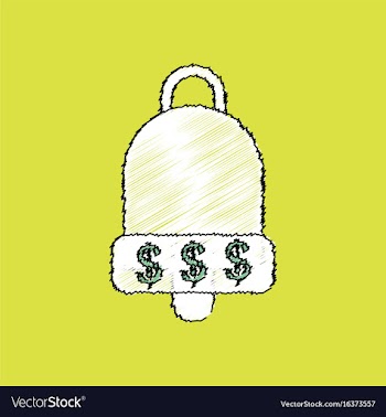 Flat shading style icon bell with dollar symbol vector image