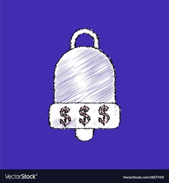 Flat shading style icon bell with dollar symbol vector image