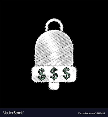 Flat shading style icon bell with dollar symbol vector image