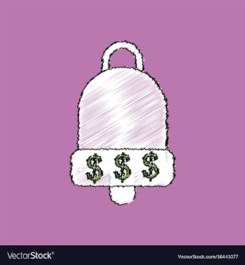 Flat shading style icon bell with dollar symbol vector image