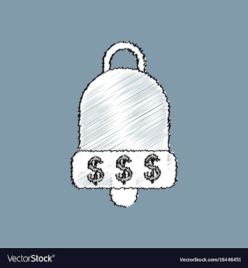 Flat shading style icon bell with dollar symbol vector image