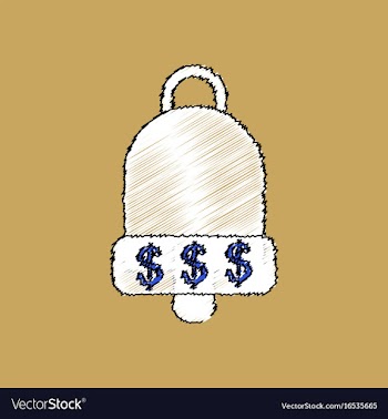 Flat shading style icon bell with dollar symbol vector image