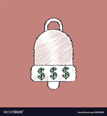 Flat shading style icon bell with dollar symbol vector image