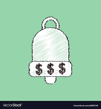 Flat shading style icon bell with dollar symbol vector image