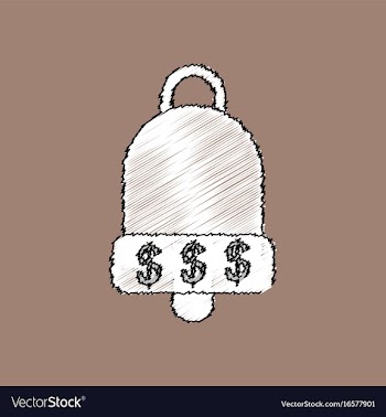 Flat shading style icon bell with dollar symbol vector image