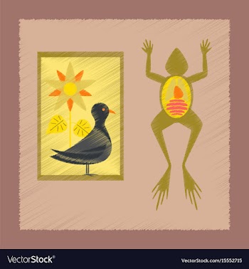 Flat shading style icon biology frog bird flowers vector image