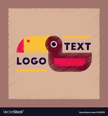 Flat shading style icon bird logo vector image