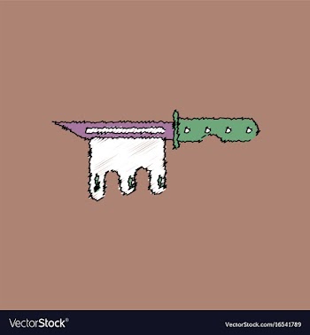 Flat shading style icon bloody army knife vector image