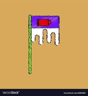 Flat shading style icon bloody flag with bullet vector image