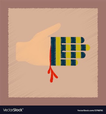 Flat shading style icon bloody hand vector image