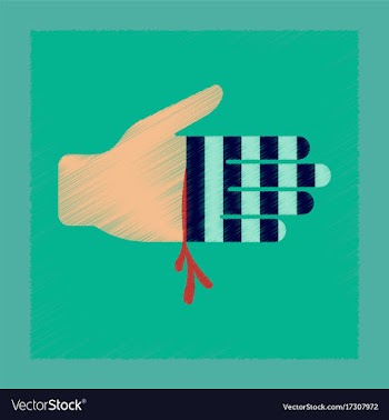 Flat shading style icon bloody hand vector image