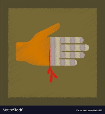 Flat shading style icon bloody hand vector image
