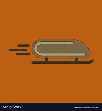Flat shading style icon bobsled vector image