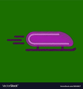 Flat shading style icon bobsled vector image