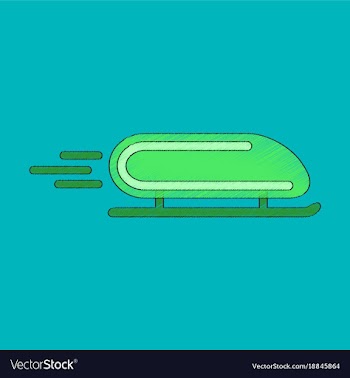 Flat shading style icon bobsled vector image