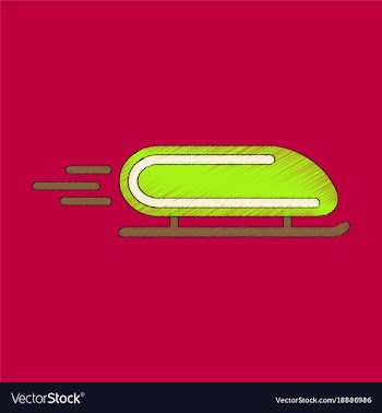 Flat shading style icon bobsled vector image