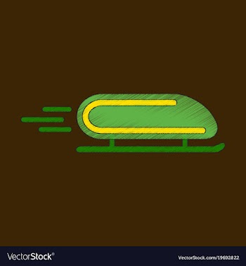 Flat shading style icon bobsled vector image
