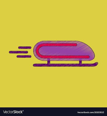Flat shading style icon bobsled vector image