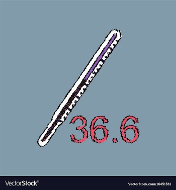 Flat shading style icon body thermometer vector image