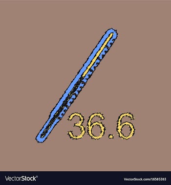 Flat shading style icon body thermometer vector image