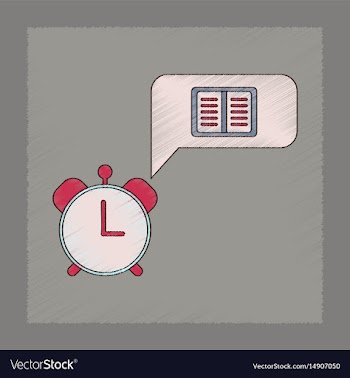 Flat shading style icon book alarm clock vector image