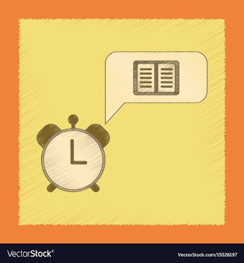 Flat shading style icon book alarm clock vector image