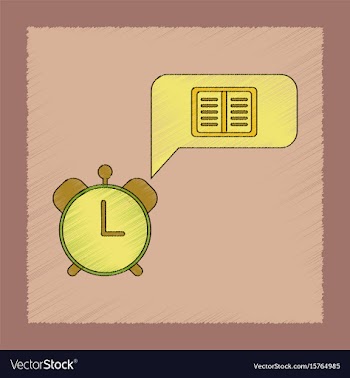 Flat shading style icon book alarm clock vector image