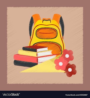 Flat shading style icon book bag flowers vector image