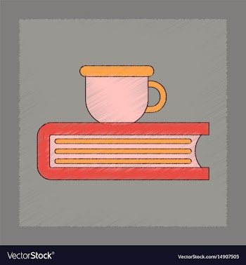 Flat shading style icon book cup vector image