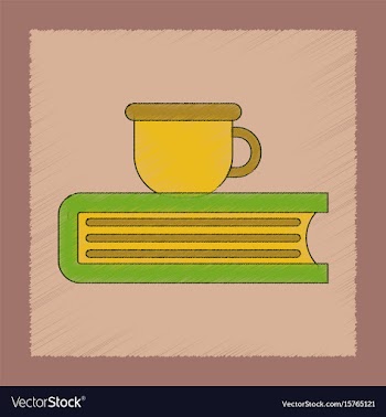 Flat shading style icon book cup vector image