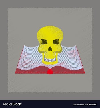 Flat shading style icon book skull vector image