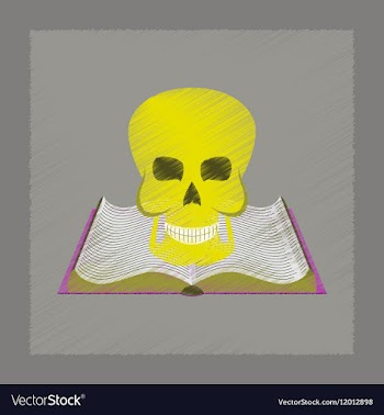 Flat shading style icon book skull vector image