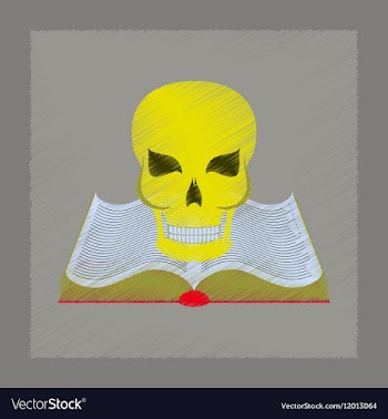 Flat shading style icon book skull vector image