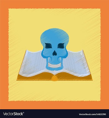 Flat shading style icon book skull vector image