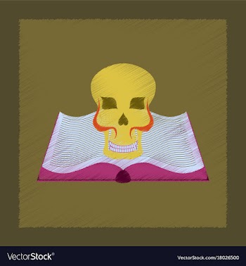 Flat shading style icon book skull vector image