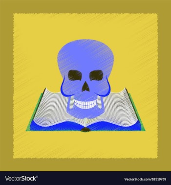 Flat shading style icon book skull vector image