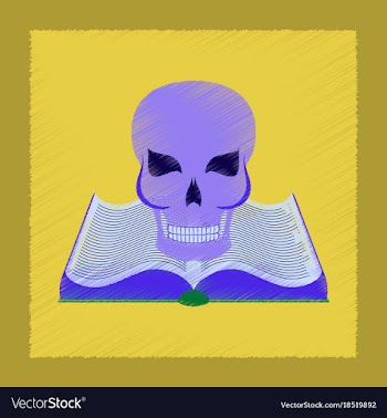 Flat shading style icon book skull vector image