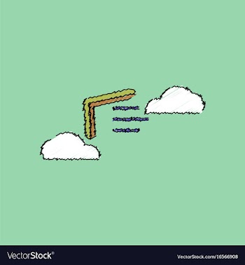 Flat shading style icon boomerang in the sky vector image