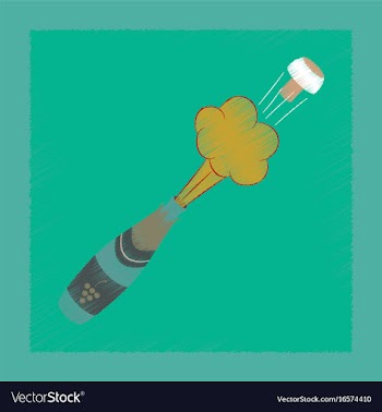 Flat shading style icon bottle champagne vector image