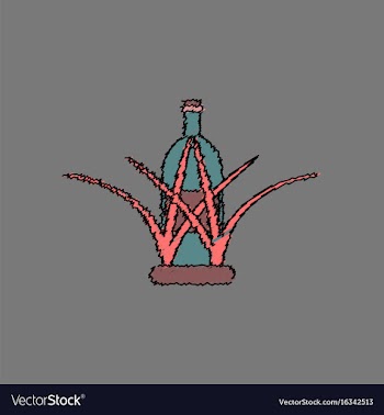 Flat shading style icon bottle in grass vector image