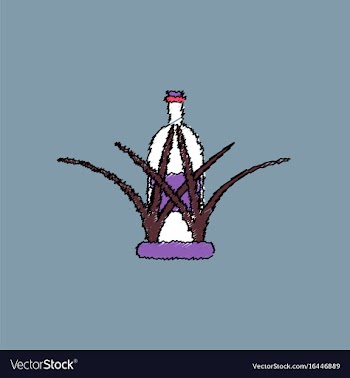 Flat shading style icon bottle in grass vector image