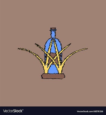 Flat shading style icon bottle in grass vector image